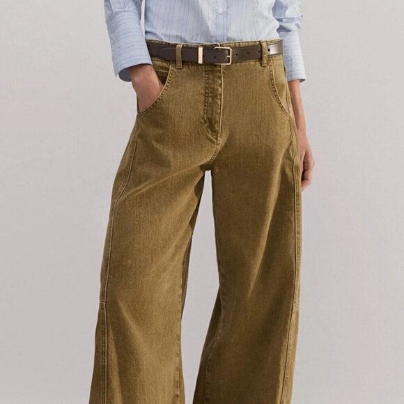 ME+EM Pants - ME+EM Organic Cotton Engineered Pant - Size US 8 - Bronzed Green